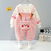 baby girls boys clothing sets spring autumn children plush sweater overalls brother sister kids sportswear infant clothes