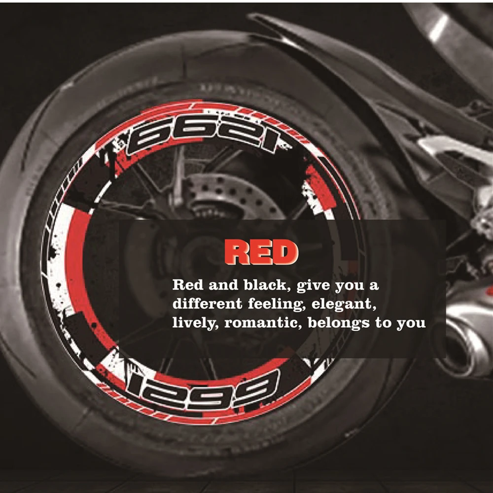 

For DUCATI 1299 Motorcycle Full Tires Covering Inner Sticker Outer Rim Thick Side Stripe Wheel Decals Stickers 1299 With Logo