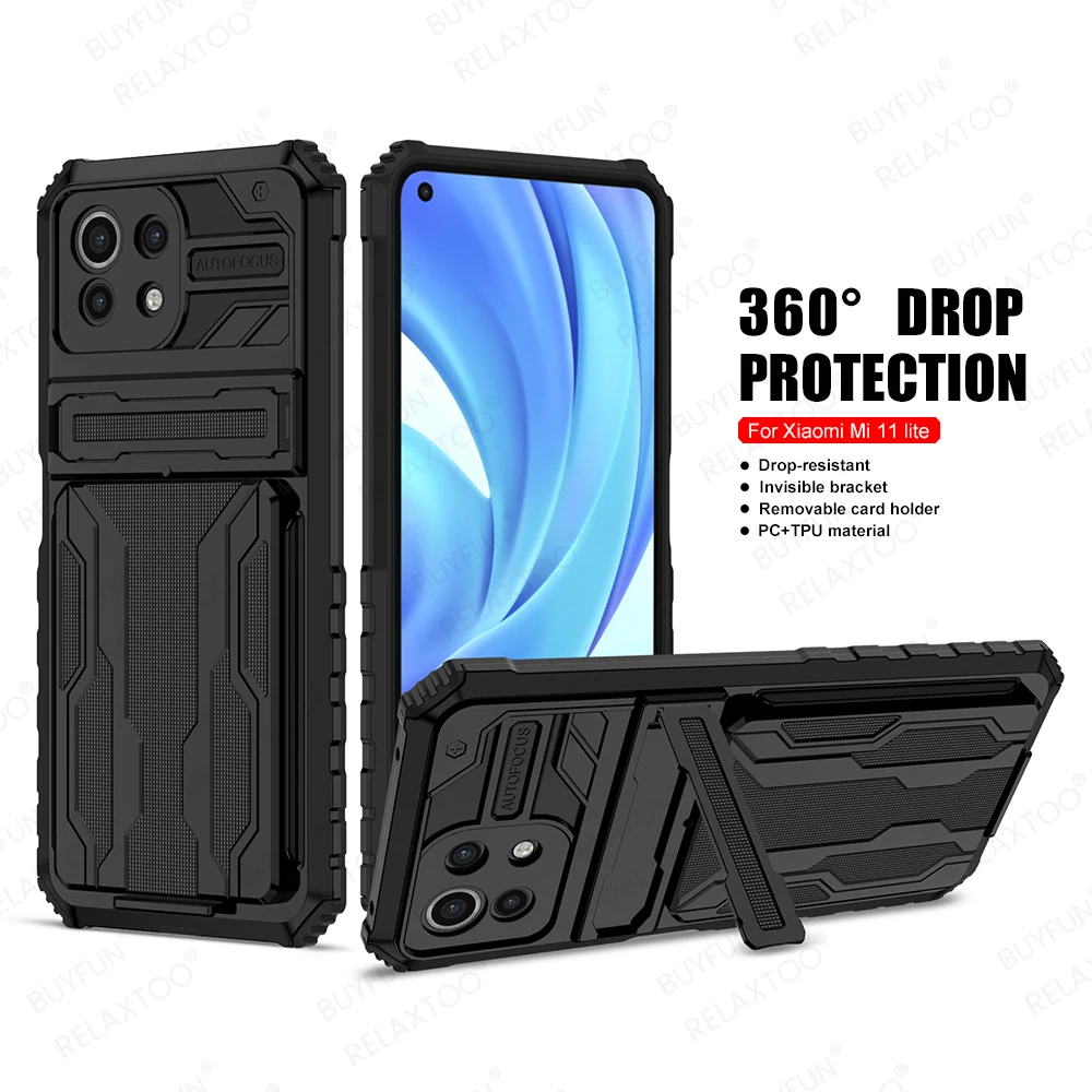 

Чехол-подставка для Xiaomi Mi 11 Lite, 6,55 дюйма, с отделением для карт