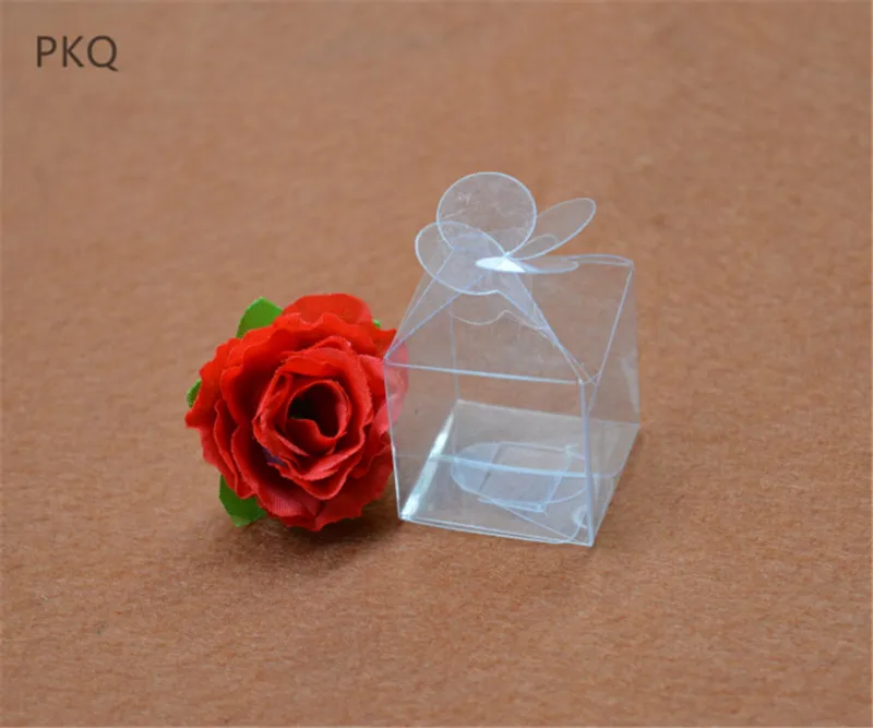 100 шт прозрачная квадратная пластмассовая коробка Подарочная для свадьбы