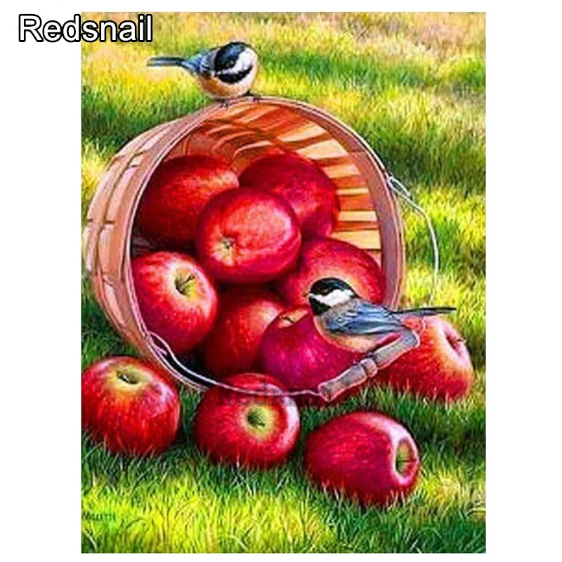 Полностью квадратная круглая Алмазная картина алмазная вышивка в виде яблок
