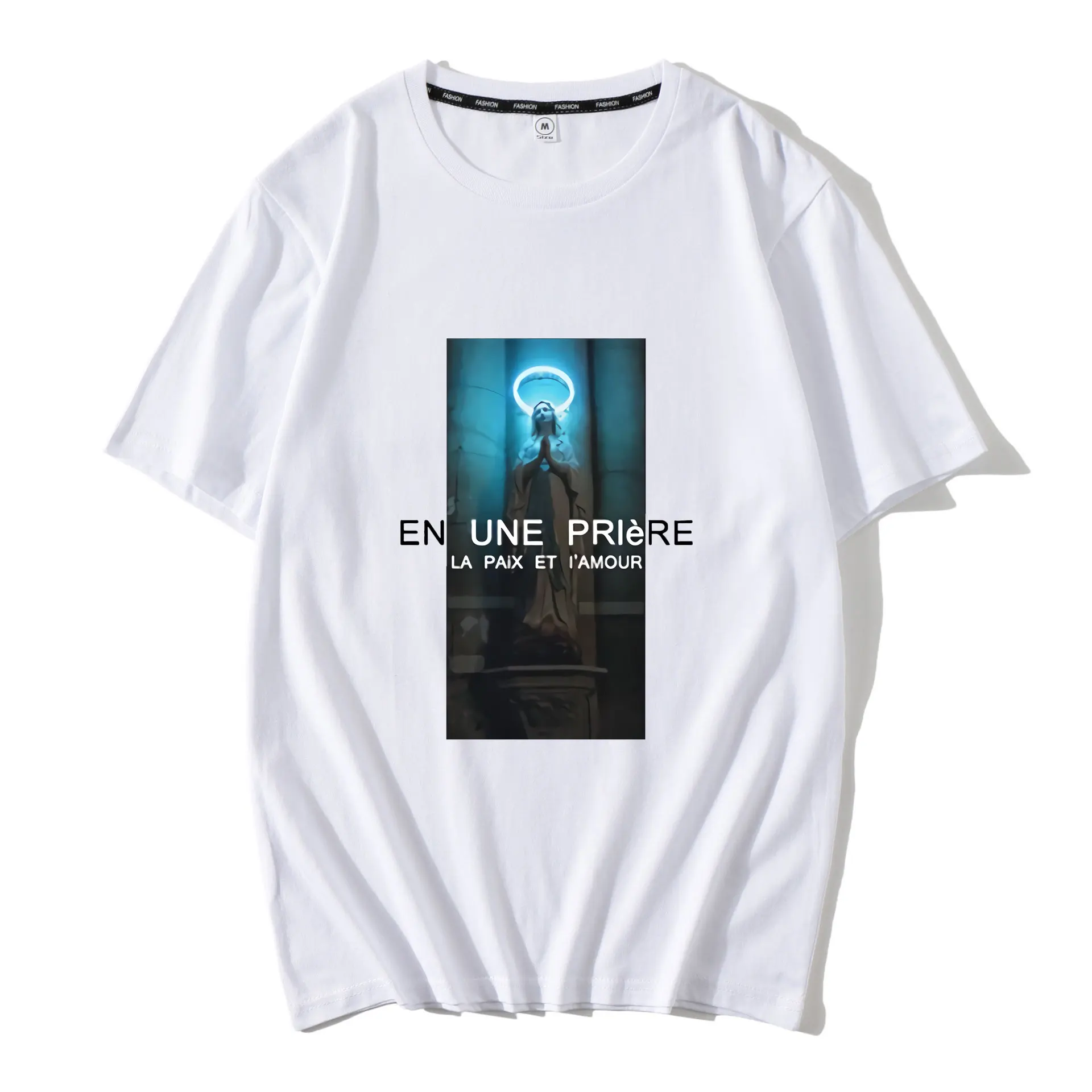 Harajuku Мужская футболка Девы Марии смешанноая целлюлоза Художественная