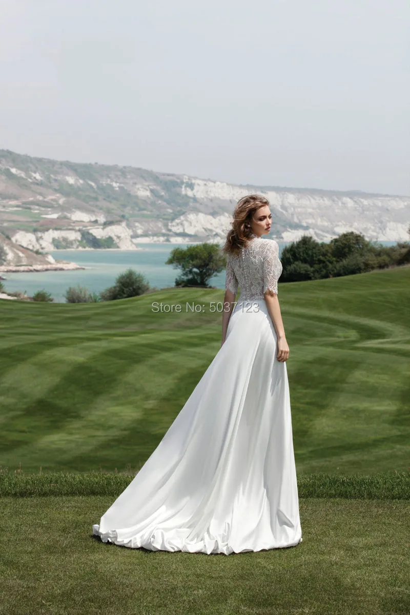 Пляжный Vestido De Noiva шифоновые Свадебные платья полупальто на пуговицах Тюль с