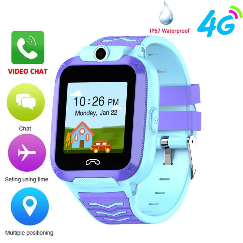 blue Детские Смарт-часы, 4G, gps, Wi-Fi, отслеживание видео звонков, водонепроницаемые, SOS, голосовой чат, детские часы Q51 для маленьких мальчиков и девочек, умные часы - Цвет: blue