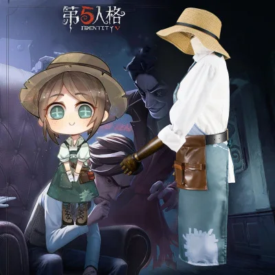 Anime game Identity V cosplay gardener Emma Woods New skin Skirt hat white gloves wig women halloween costume |