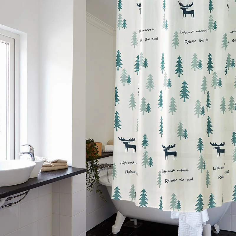 

Grass Printed Shower Curtain Modern Beautiful Bathroom White Shower Curtains Green Decor Rideau Douche Bathroom Curtain BW50YL