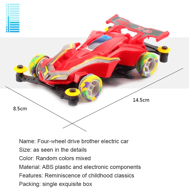 

Let's Go Childhood Memory Cartoon High Speed Self-Made Mini 4WD Car Railcar 1/32 Scale Mode Four-Wheel Drive Diy Feelings Toy