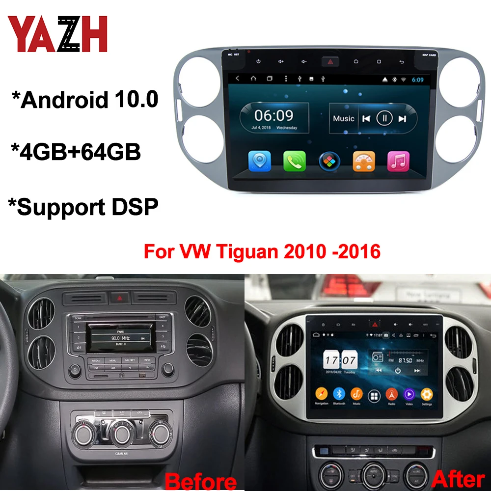 YAZH автомобильный Android радио для VW Tiguan 2010 2011 2012 2013 2014 2015 2016 4 ГБ 64 Автомобильный блок