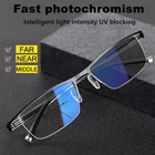 Модные женские очки для чтения мужские 2021 многофокусные очки с защитой от синего света Меняющие цвет очки с половинной оправой