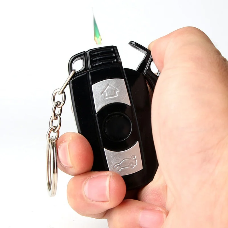 

LED Torch Creative Car Jet Lighter Turbo Butane Gas Inflated Cigar key Ring Windproo fLighter Cigarette Green Flame Lighter New