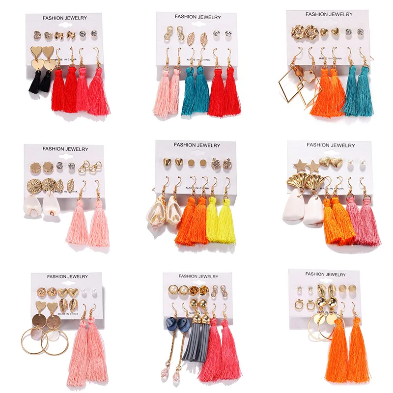 Смешанные Стиль Кисточкой Жемчужные Серьги гвоздики Комплект сережек для женщин