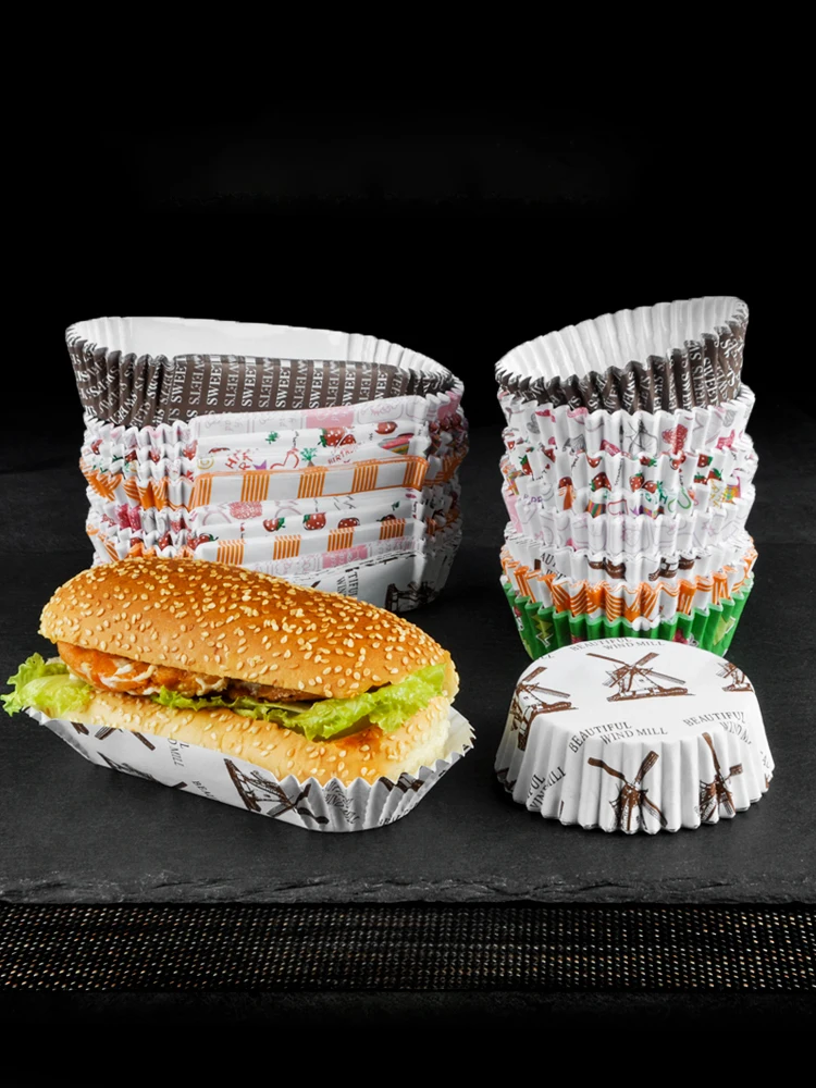 

Round cake paper cups 200PCS Food grade coated paper tray Cupcake Cake liners cup muffin case Bread Papert tray