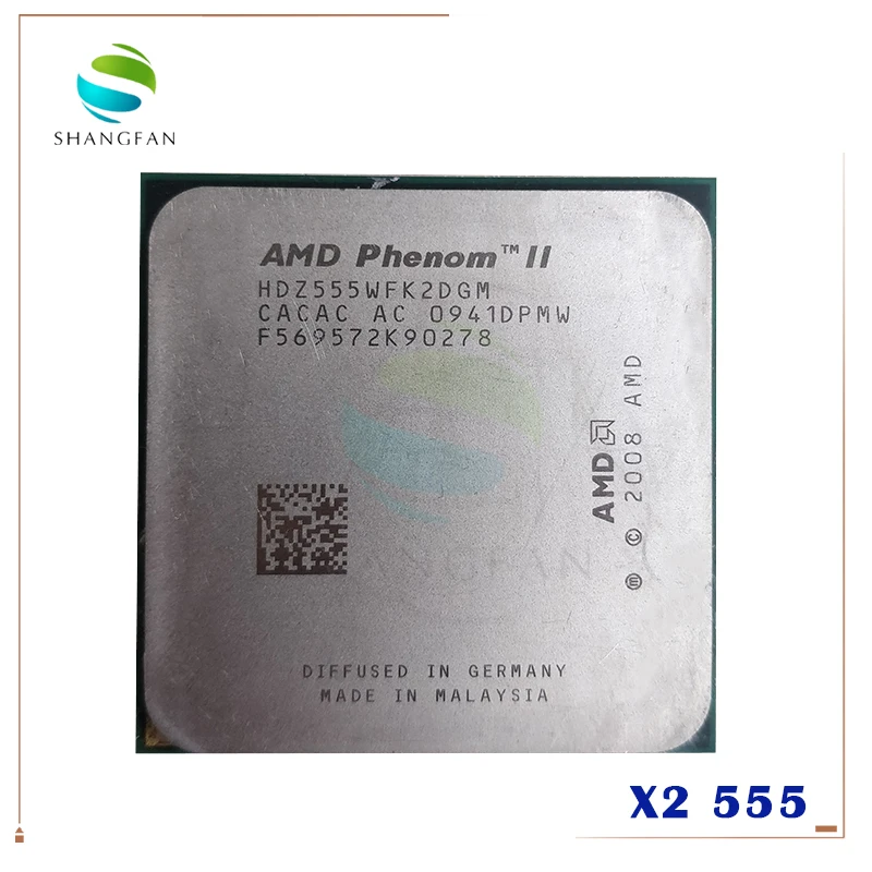 Двухъядерный процессор AMD Phenom II X2 555 3 2 ГГц (3 ГГц/6 м/80 Вт/2000 ГГц) HDZ555WFK2DGM Socket AM3 938pin|cpu