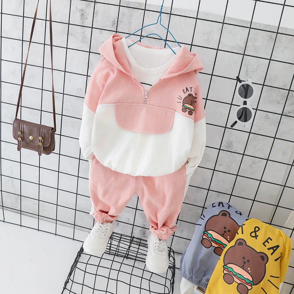 Pink Одежда для младенцев Одежда для маленьких девочек осенне-зимний костюм для новорожденных детская одежда с длинными рукавами и рисунком для маленьких мальчиков, спортивный костюм;одежда для новорожденных - Цвет: Pink