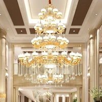 villa large chandelier duplex living room lamp long chandelier luxury crystal lights european chandelier hotel staircase lamps