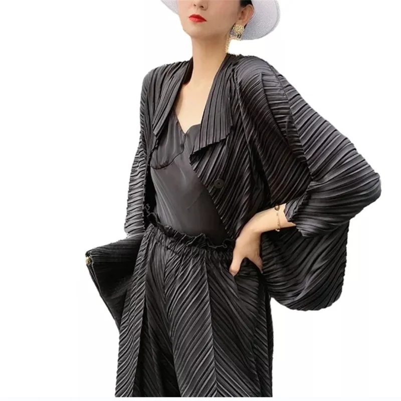 

Miyake плиссированные сезон осень-зима; Однотонный; Модная женская обувь для путешествий куртка маленький костюм Кардиган с длинным рукавом, ю...