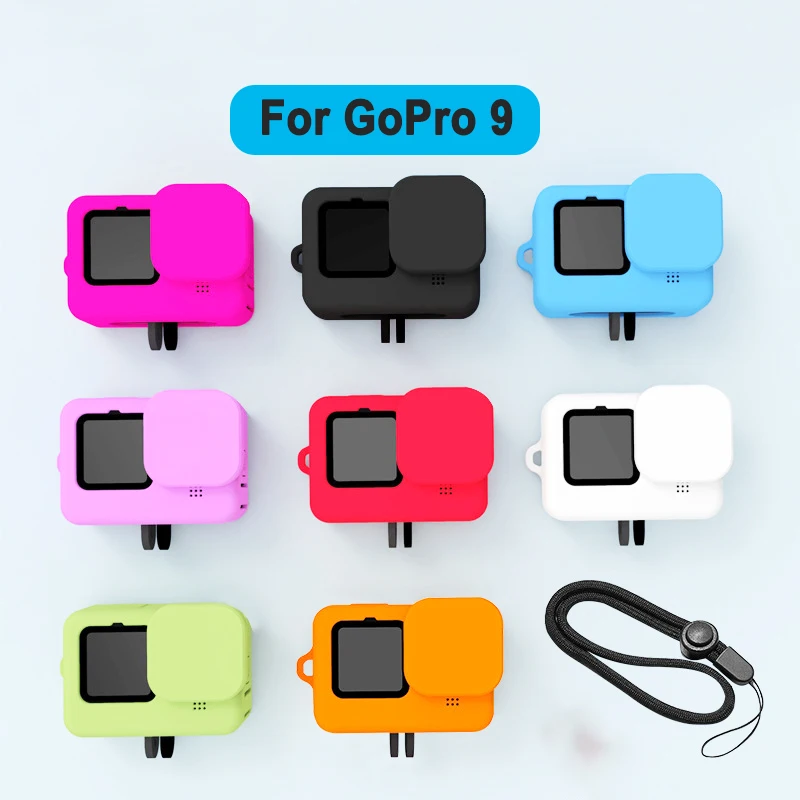

30set mixed colorful Silicone case protective housing shell+lens cover+wrist strap for Gopro hero 9 hero9 black camera accessory