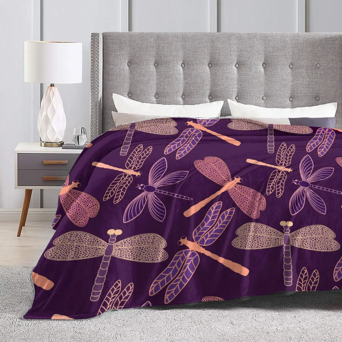 Unique Blanket to Family Friends Dragonfly Design Durable Super Soft Comfortable for Home Gift |