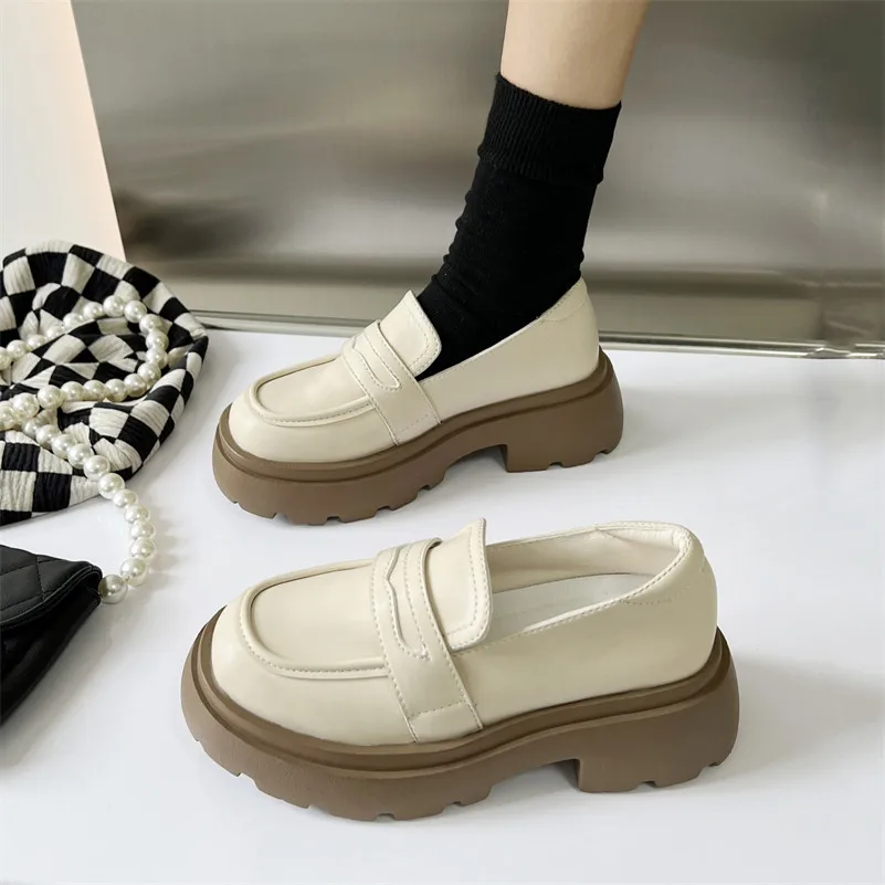 

platform shoes mary janes Women Chunky Sneakers Hidden Heels Height Increase Shoes Ladies Vintage loafers Japanese Student Shoes