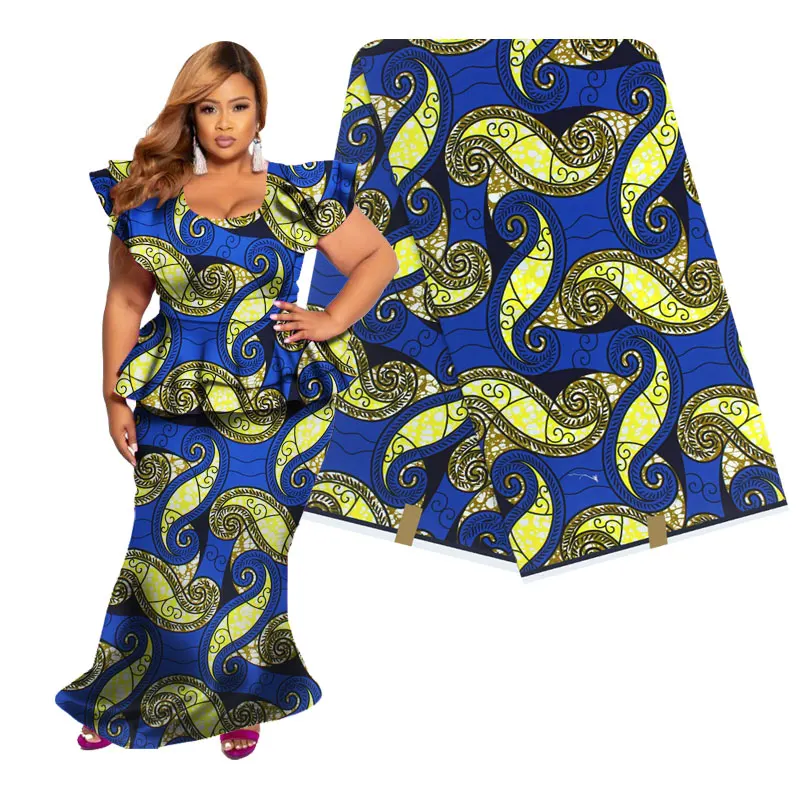 

New Fashion Design African Wax Colouful Pattern Printed Fabric Afriacn Real Wax Printed Fabric 6Yards\set