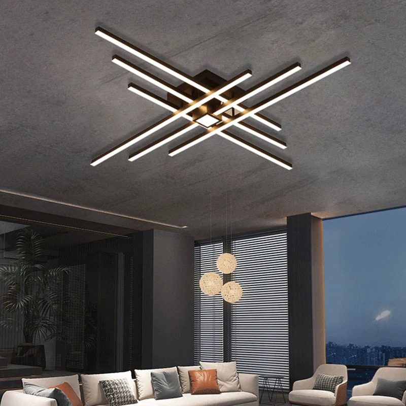 Modern LED Chandeliers For Bedroom Study Living Room Kitchen Hall Indoor lighting Lamp Flush Mount Black Minimalist decor | Лампы и