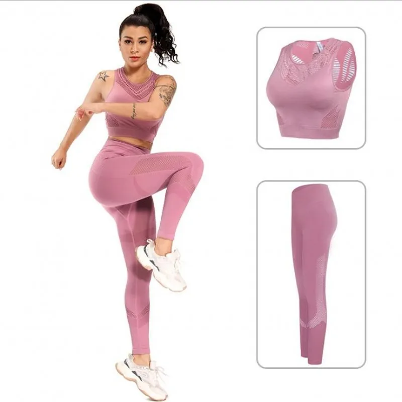 Гимнастический комплект 2 предмета спортивная одежда Бесшовные Йога Фитнес