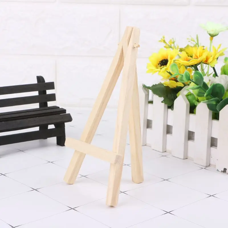 Natural Wood Mini Easel Frame Tripod Display Meeting Wedding Table Number Name Card Stand Holder Children Painting Craft | Канцтовары