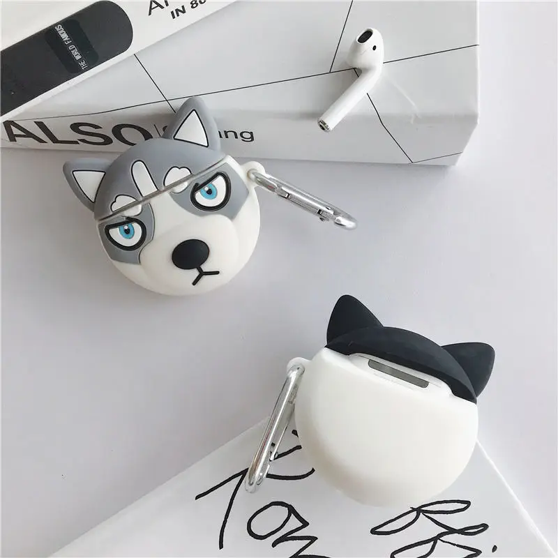 Чехол для Apple AirPods с милым рисунком собаки корги Хаски бульдога беспроводные