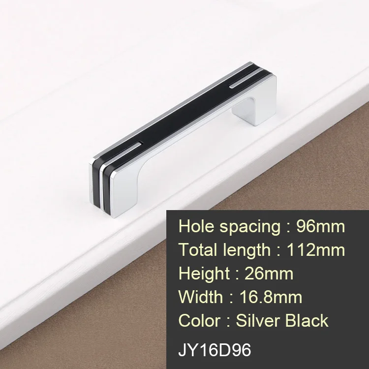 Black 96mm Классические ручки для ящика, кухонного шкафа, дверные ручки для мебели и ручки, простые черно-белые яркие - Цвет: Black 96mm