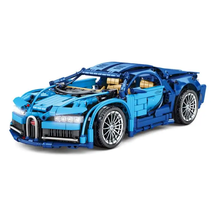 

Blue High-Tech Racing Sports Car Model Building Blocks Citys Technical Bricks MOC Set Gifts Toys For Children