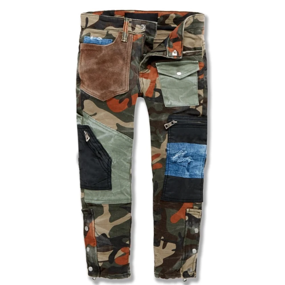Spring Autumn Men’s Jeans High Quality Comfortable Streetwear Trend Camouflage Patchwork Washed Overalls Men Denim Trousers