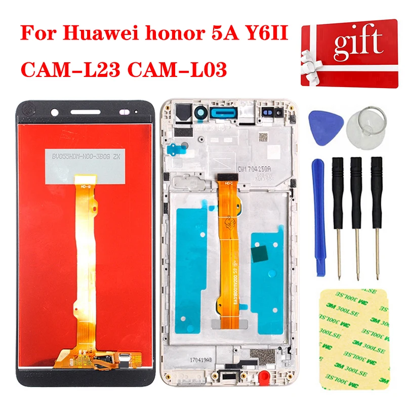 5.5" For Huawei honor 5A Y6II CAM-L23 CAM-L03 LCD Display Screen Monitor Module Touch Screen Digitizer Sensor Assembly Frame
