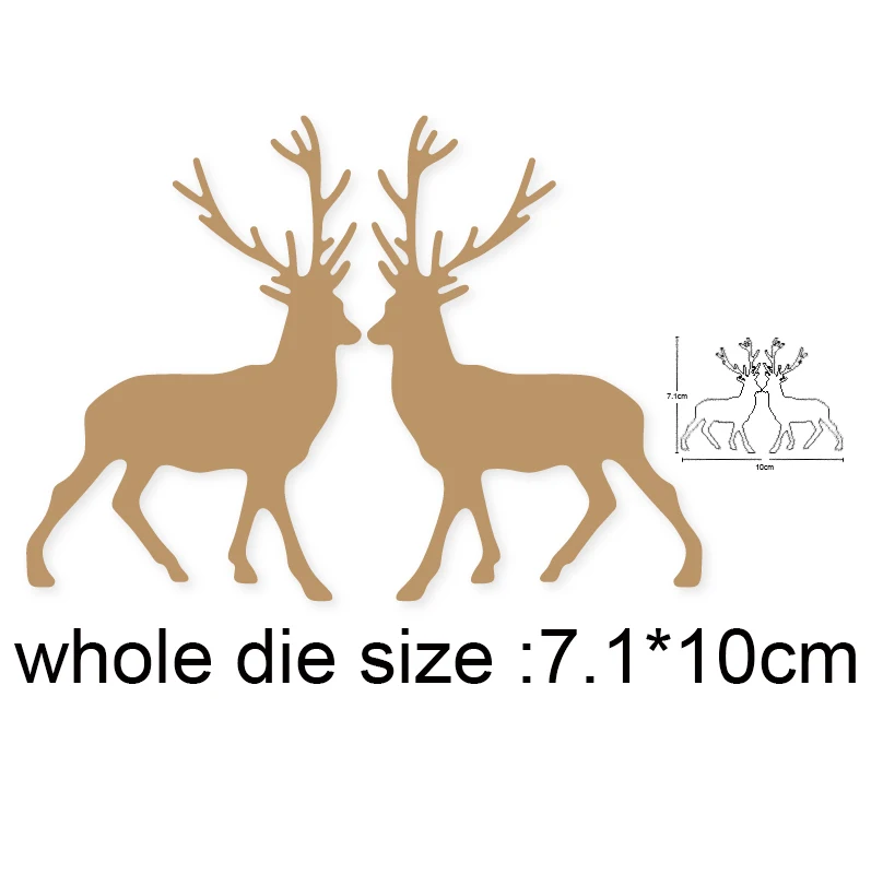 

2pcs deer christmas decor label Metal Cutting Dies Stencils For Scrapbooking Photo Album Decoration Embossing Paper Card Craft