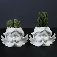 creative white cute angel flowerpot succulents flower potted cartoon character head ceramic office desktop decoration