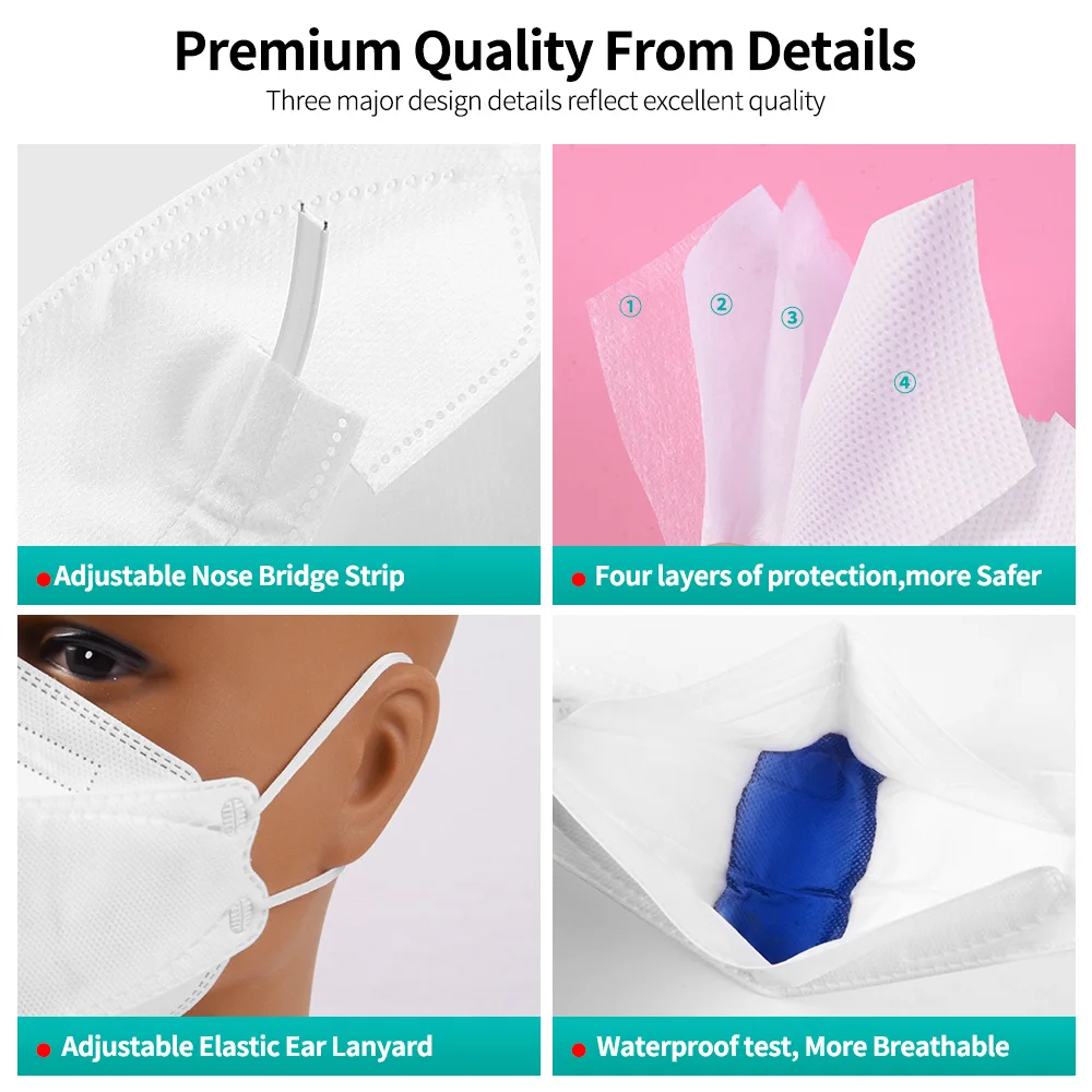 10-200PCS KN95 Fish Mask FFP2 Approved hygienic safety protective Respirator face mask ffp2reutilizable masks ffp2mask fpp2 |