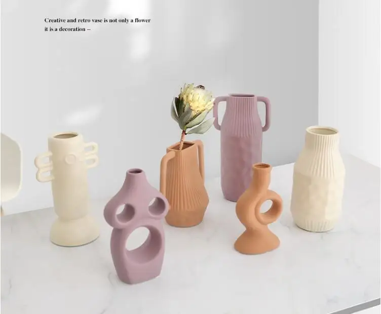 

Nordic Simple Primitive Ceramic Vase Accessories Cabinet Bookcase Furnishings Crafts Homestay Store Table Ornaments Decoration