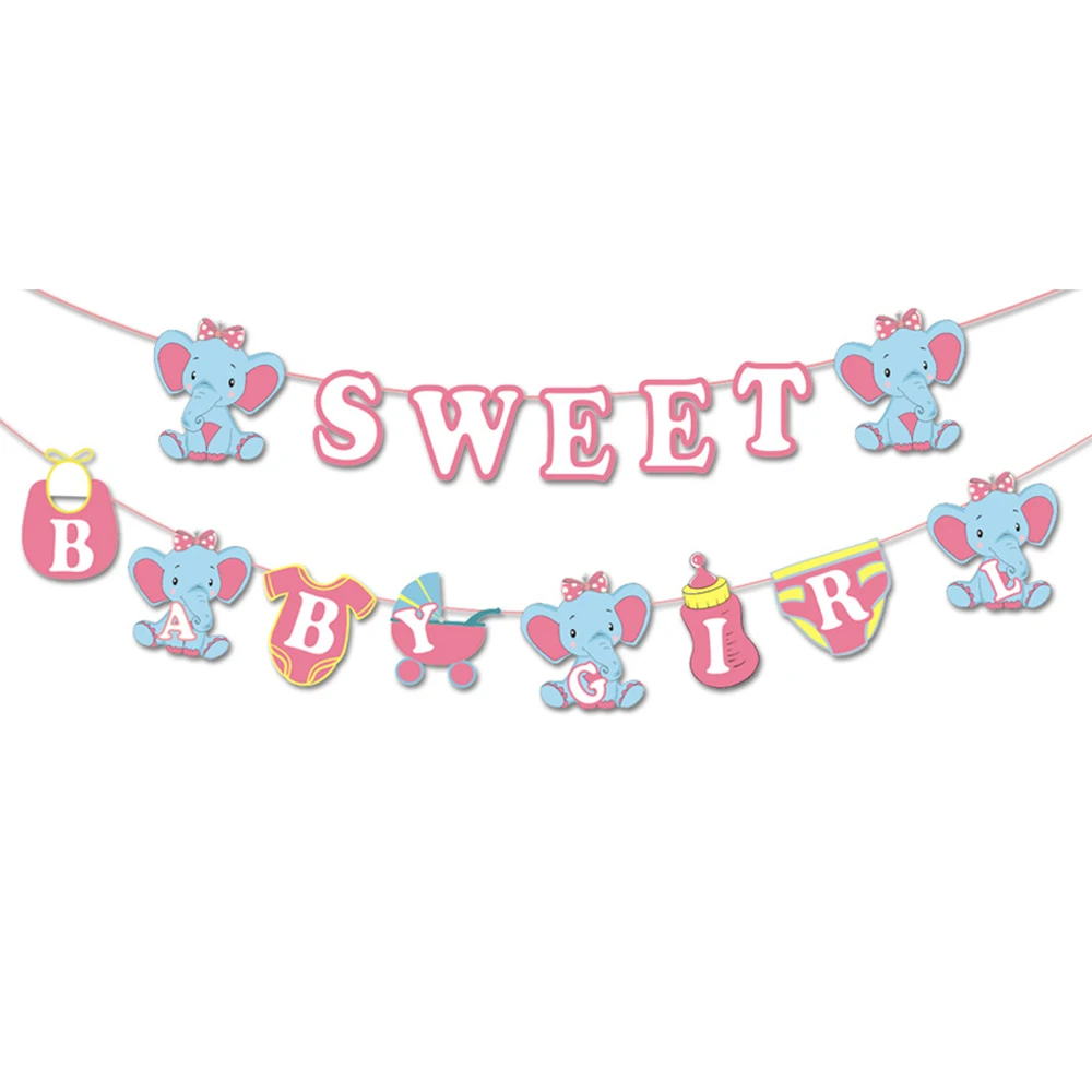 Йориу с днем рождения баннер бумаги слон флаги и баннеры Oh Baby Shower мальчик девочка