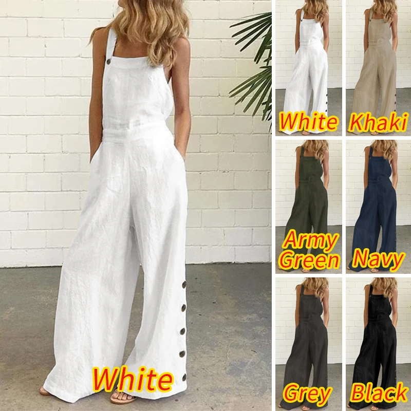 Women Summer Sexy Sleeveless Rompers 2021 VONDA Casual Loose Solid Party Playsuits Femme Backless Office Overalls 5XL Jumpsuits