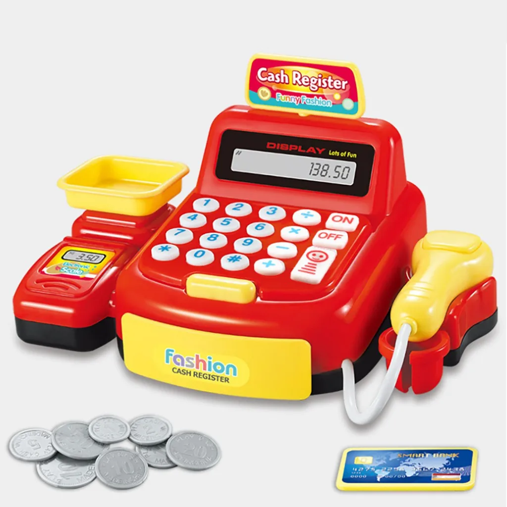 

Children pretend to be toys, simulated cash shopping cash register role-playing game set up an upgraded version of the game toys