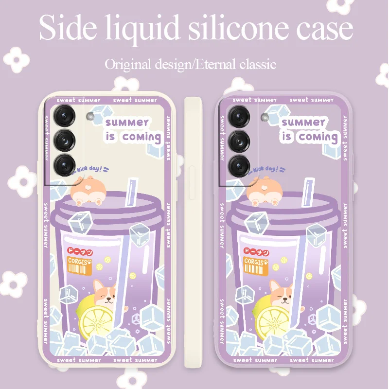 

Sparkling Water With Ice Liquid Case For Samsung Galaxy S21 S20 FE S10 S9 Ultra Plus S10e Note 20 ultra 10 9 Plus Phone Cover