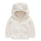 Плюшевая толстовка с капюшоном Bear Ears на молнии, Осень-зима, однотонная детская теплая пушистая куртка, верхняя одежда