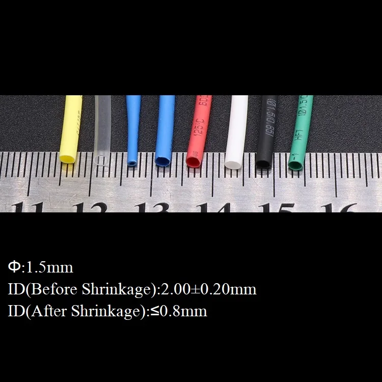 Diameter 1.5mm Heat Shrink Tube 2:1 Polyolefin Thermal Cable Sleeve Insulated Wire Protector Wrap Cover DIY Connector Repair |