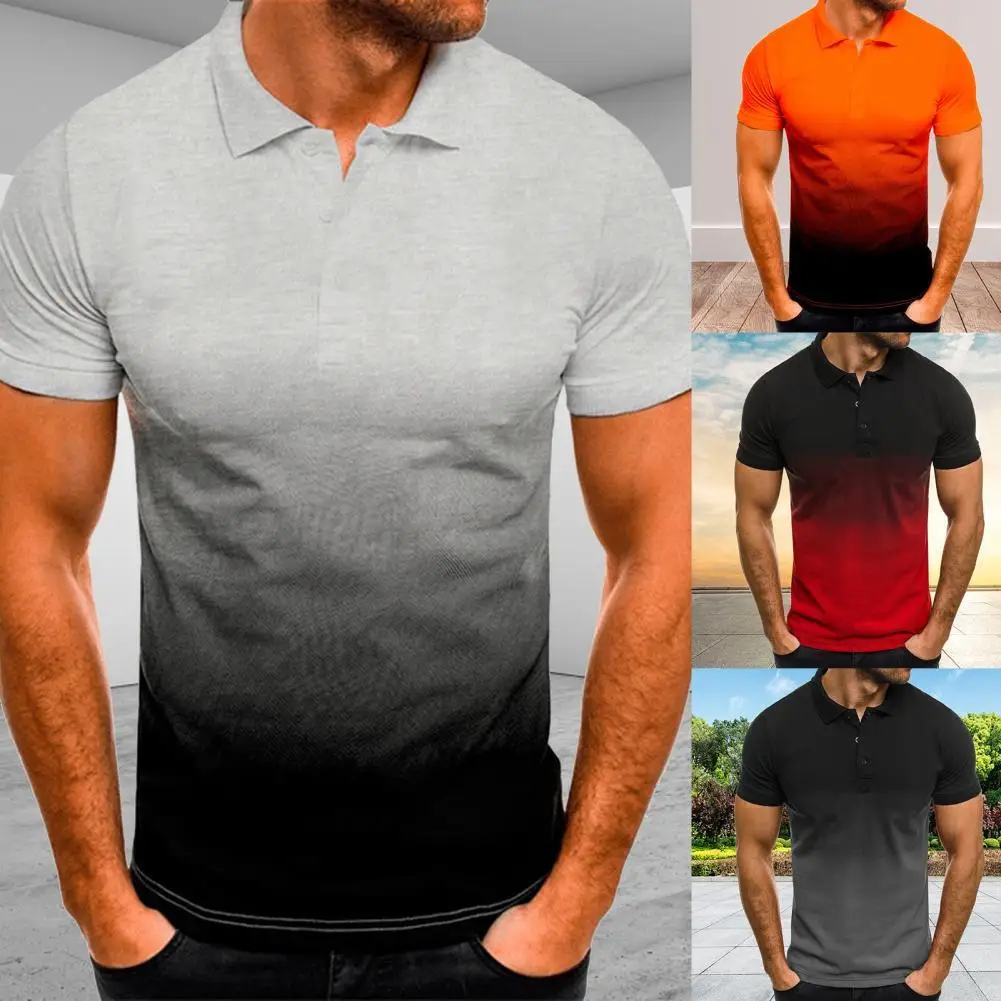 

2021 Men Summer Collar T-Shirt Loose Short Sleeve Contrast Color Men Lapel Printed Basic High Quality Classical Tops T-shirts
