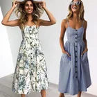 Сарафан женский винтажный повседневный, Пляжное Платье на бретельках, в горошек, в полоску, пикантное цветочное, в стиле бохо, 3XL, лето 2021