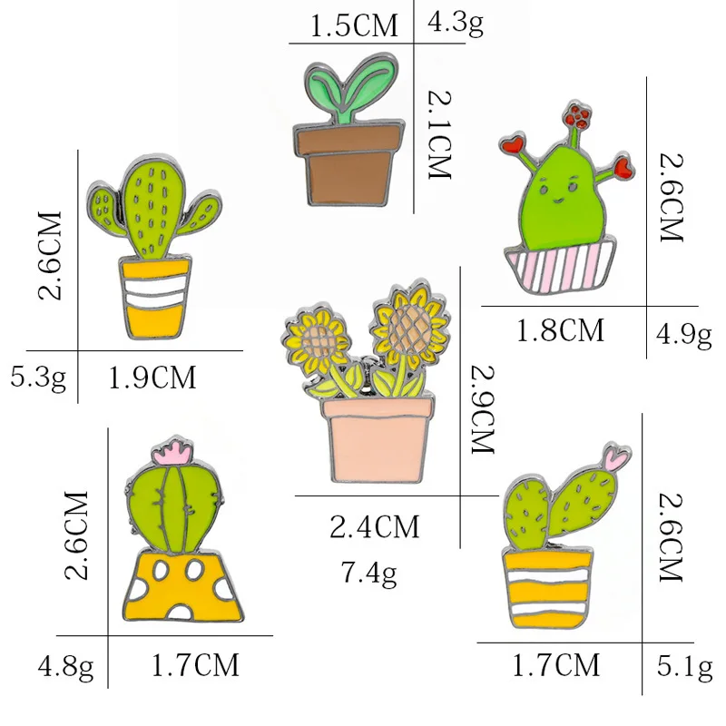 Металлическая эмалированная брошь в горшке с подсолнухом модная мультяшная С