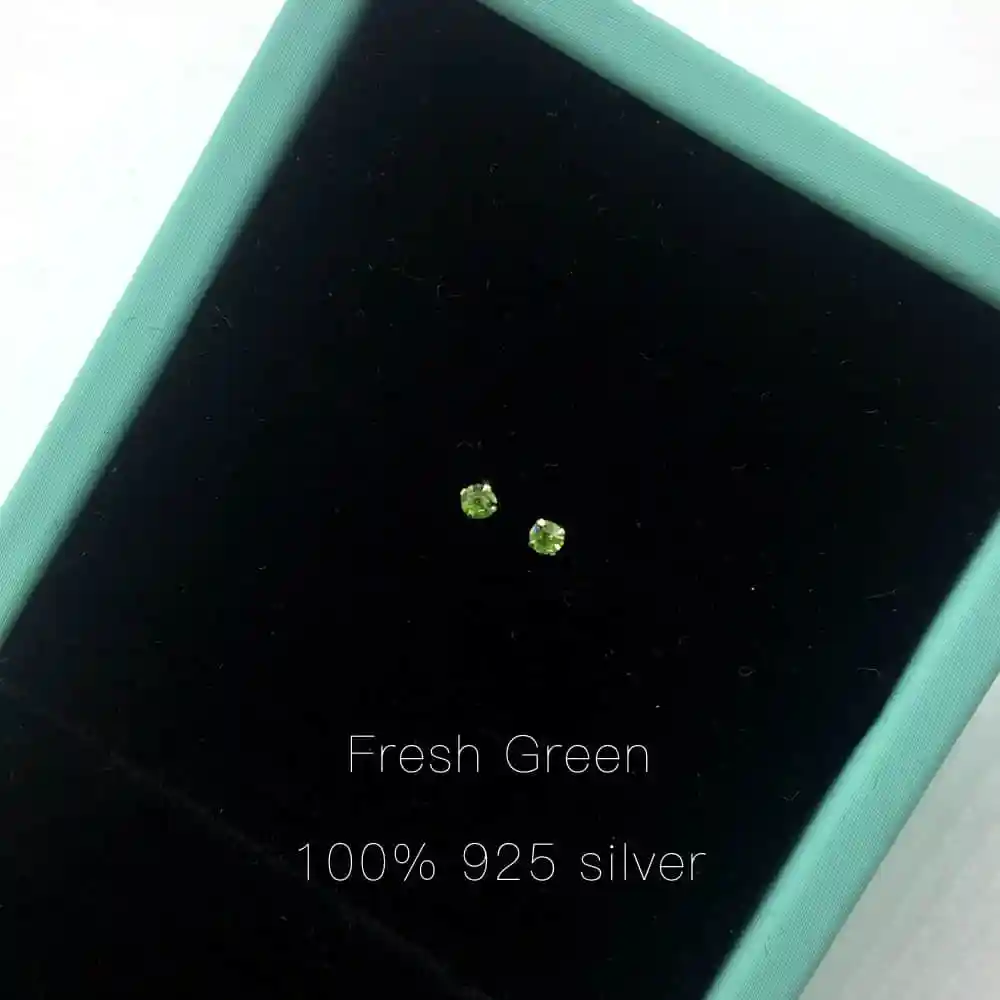 Fresh Green Новое поступление, 925 пробы серебряные натуральные ювелирные изделия ручной работы, милые круглые модные серьги-гвоздики для женщин, подарки - Цвет камня: Fresh Green