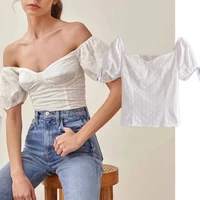 jennydave moda shirt women ins fashion blogger vintage slash neck floral embroidery short blouse women blusas mujer de tops
