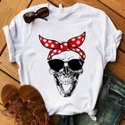 Camiseta feminina harajuku crnio veados camuflagem serapilheira turbante camiseta roupas de manga curta grcamisetas nos b