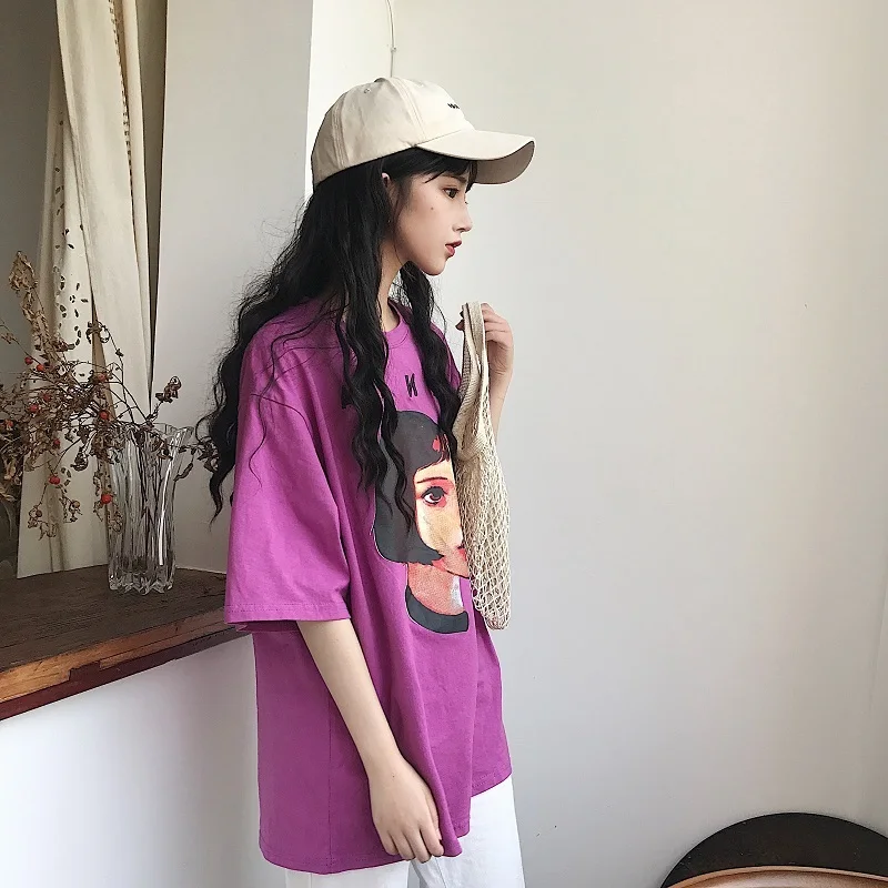 Футболка женская с принтом в виде забавных персонажей длинная уличная одежда