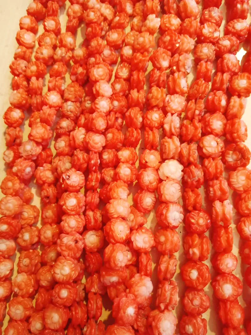 

Красный, оранжевый, белый коралл, резной цветок для изготовления ювелирных изделий своими руками FPPJ, оптовая продажа, бисер, натуральный